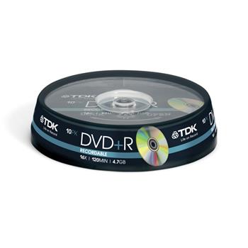 TDK DVD+R 4.7 GB 16x Speed 10 cake box (t19442)