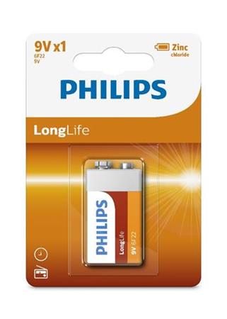 Baterie Philips 6F22L1B/10 LongLife 9V 1-blister