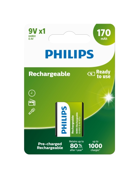 Baterie Philips 9VB1A17/10 dobíjecí 9V 170 mAh 1ks