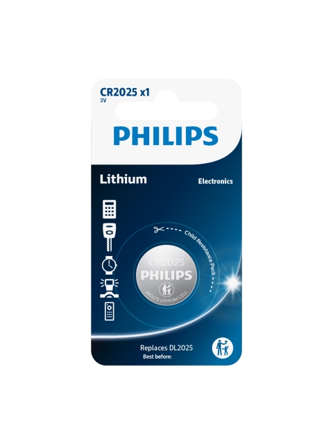 Baterie Philips CR2025/01B Lithium 3.0V coin 1-blister (20.0 x 2.5)