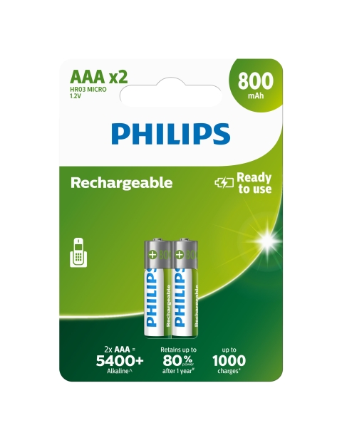 Baterie Philips R03B2A80/10 Nabíjecí Rechargeable AAA 800 mAh 2ks