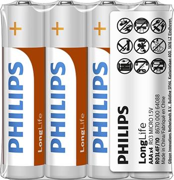 Baterie Philips R03L4F/10 LongLife AAA 4ks