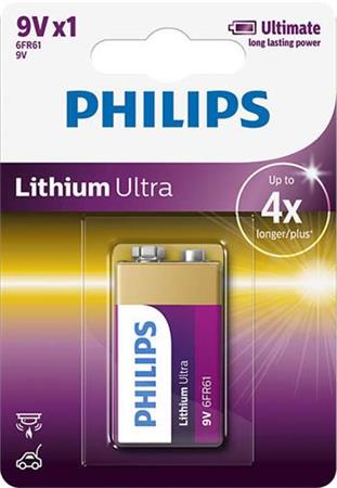 Baterie Philips 6FR61LB1A/10 Lithiová Ultra 9V 1ks