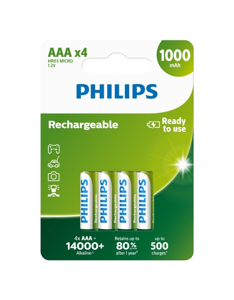 Baterie Philips R03B4RTU10/10 nabíjecí AAA 1000 mAh 4ks