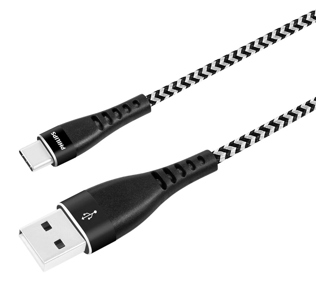 Kabel nabíjecí Philips DLC5206A/00, USB-A to USB-C premium, černý, 2m