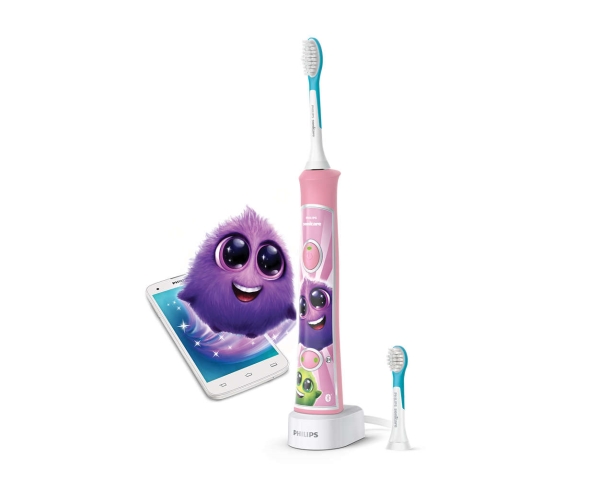 Sonický elektrický zubní kartáček Philips HX6352/42, růžová, pro děti od 3 let s herní aplikací Technologie Bluetooth®, For Kids 2